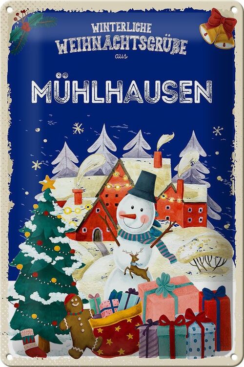 Blechschild Weihnachtsgrüße MÜHLHAUSEN 20x30cm