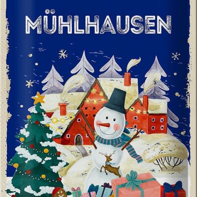 Cartel de chapa Saludos navideños MÜHLHAUSEN 20x30cm