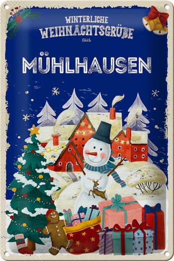 Plaque en tôle Salutations de Noël MÜHLHAUSEN 20x30cm 1