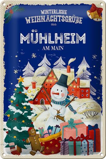 Plaque en tôle Salutations de Noël MÜLHEIM AM MAIN 20x30cm 1