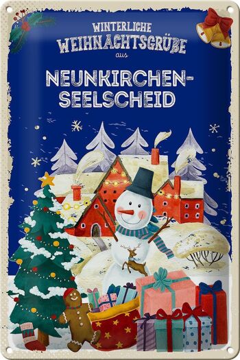 Plaque en tôle Salutations de Noël de NEUNKIRCHEN-SEELSCHEID 20x30cm 1