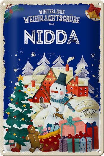 Plaque en tôle Salutations de Noël NIDDA FEST 20x30cm 1