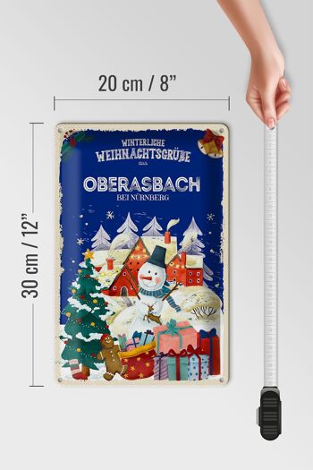 Plaque en tôle Salutations de Noël d'OBERASBACH BEI NÜRNBERG 20x30cm 4