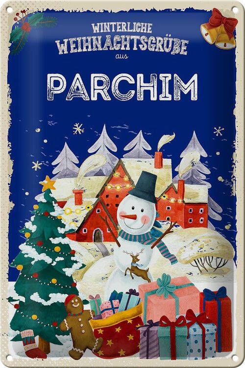 Blechschild Weihnachtsgrüße aus PARCHIM 20x30cm