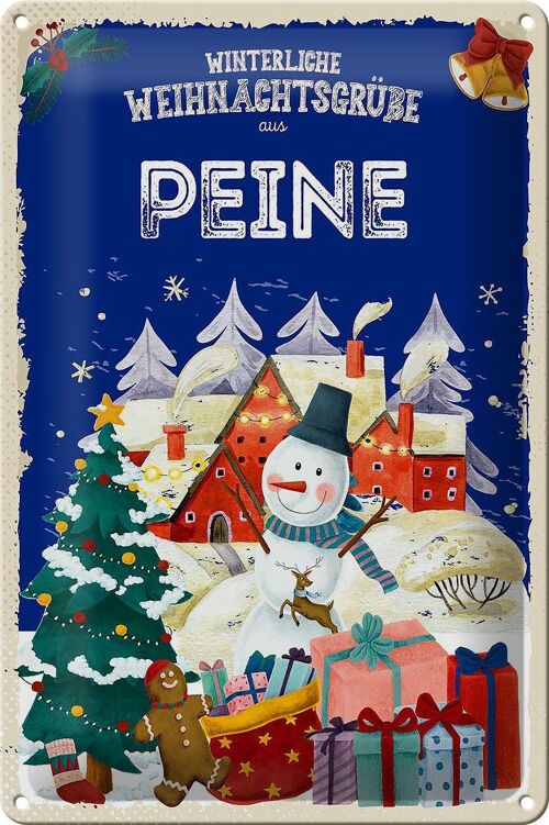 Blechschild Weihnachtsgrüße aus PEINE 20x30cm