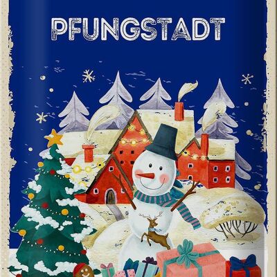 Blechschild Weihnachtsgrüße PFUNGSTADT 20x30cm