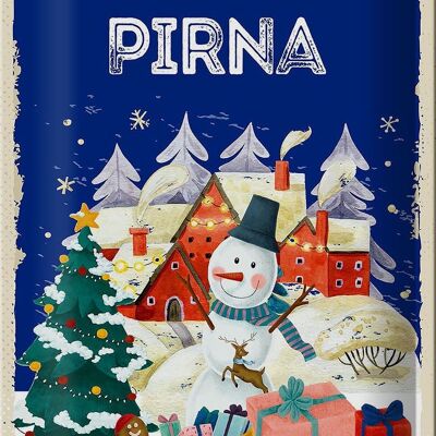 Cartel de chapa Saludos navideños PIRNA FEST 20x30cm