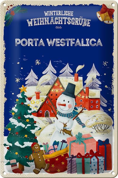 Blechschild Weihnachtsgrüße aus PORTA WESTFALICA 20x30cm