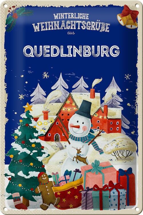 Blechschild Weihnachtsgrüße QUEDLINBURG 20x30cm