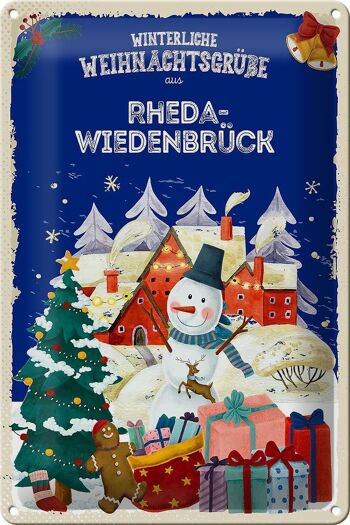 Plaque en tôle Salutations de Noël RHEDA-WIEDENBRÜCK 20x30cm 1