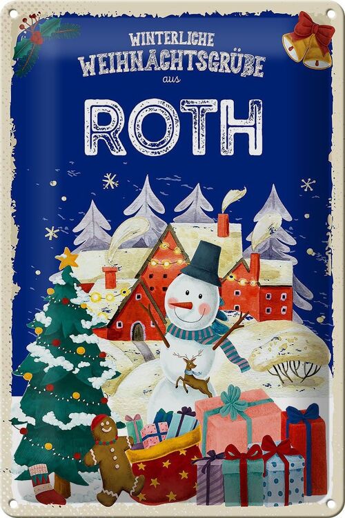 Blechschild Weihnachtsgrüße aus ROTH 20x30cm