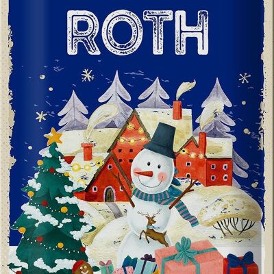 Cartel de chapa Saludos navideños de ROTH 20x30cm