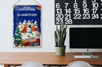 Plaque en tôle Salutations de Noël SAARBRÜCKEN 20x30cm 3