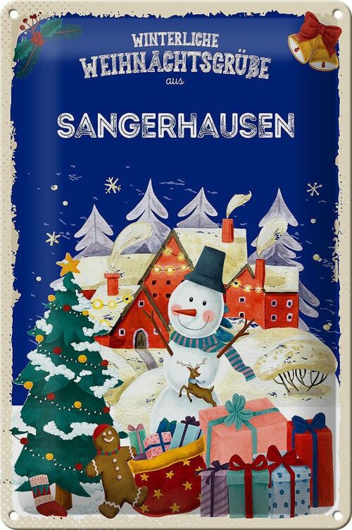 Blechschild Weihnachtsgrüße SANGERHAUSEN 20x30cm