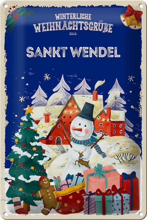 Blechschild Weihnachtsgrüße SANKT WENDEL 20x30cm