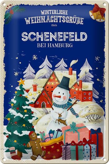 Plaque en tôle Salutations de Noël de SCHENEFELD PRÈS DE HAMBOURG 20x30cm 1