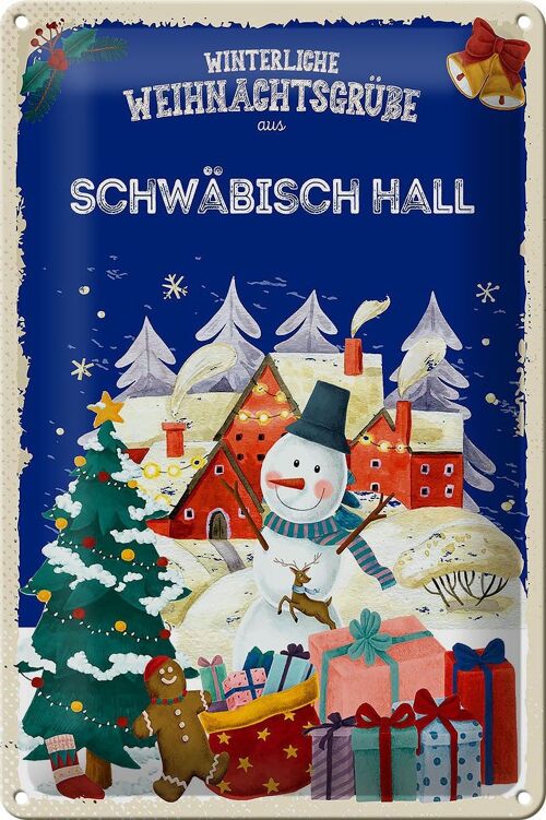 Blechschild Weihnachtsgrüße SCHWÄBISCH HALL 20x30cm