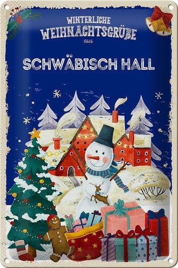 Plaque en tôle Salutations de Noël SCHWÄBISCH HALL 20x30cm 1