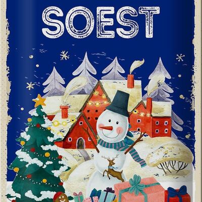Cartel de chapa Saludos navideños de SOEST 20x30cm