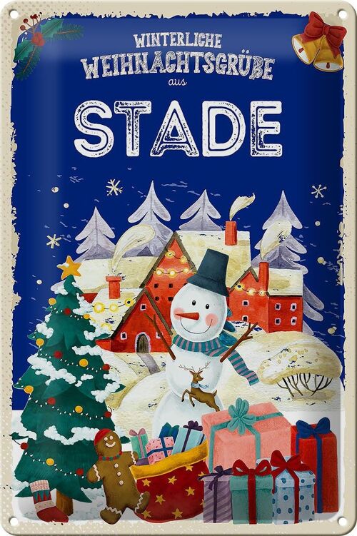 Blechschild Weihnachtsgrüße aus STADE 20x30cm