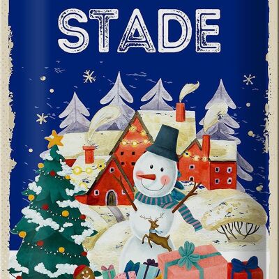 Plaque en tôle Salutations de Noël du STADE 20x30cm