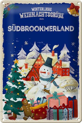 Plaque en tôle Salutations de Noël de SÜDBROOKMERLAND 20x30cm 1