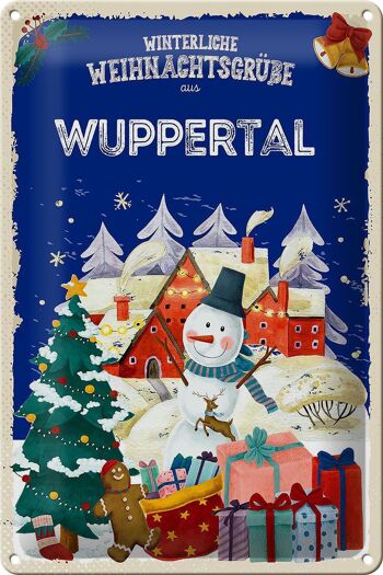 Plaque en tôle Salutations de Noël WUPPERTAL 20x30cm 1