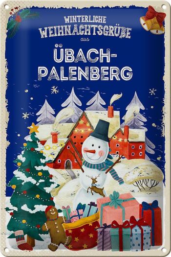 Plaque en tôle Salutations de Noël ÜBACH-PALENBERG 20x30cm 1