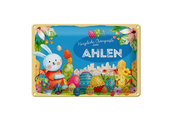 Plaque en tôle Pâques Salutations de Pâques 30x20cm AHLEN 1