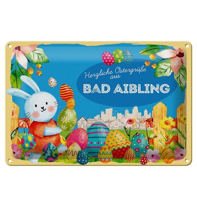 Cartel de chapa Pascua Saludos de Pascua 30x20cm BAD AIBLING