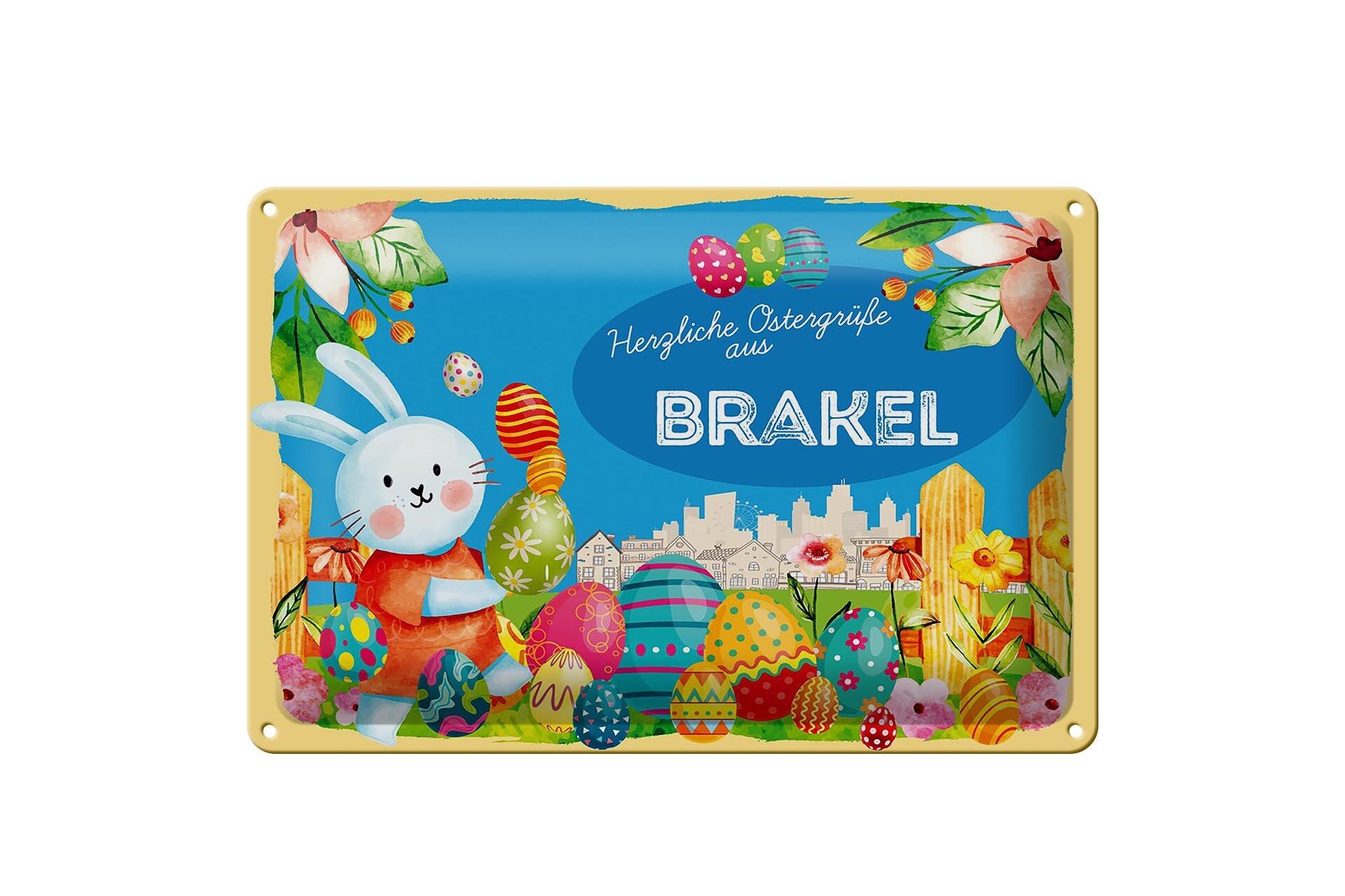Cartel de chapa Pascua Saludos de Pascua 30x20cm BRAKEL