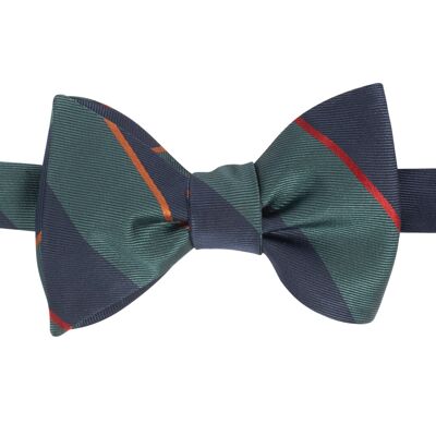 Biella silk bow tie navy green stripes