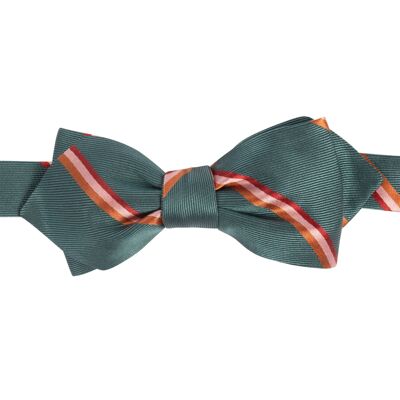 Monza Silk Bow Tie Fern Green Stripes