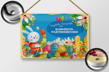 Plaque en tôle Pâques Salutations de Pâques 30x20cm GARMISCH-PARTENKIRCHEN 2