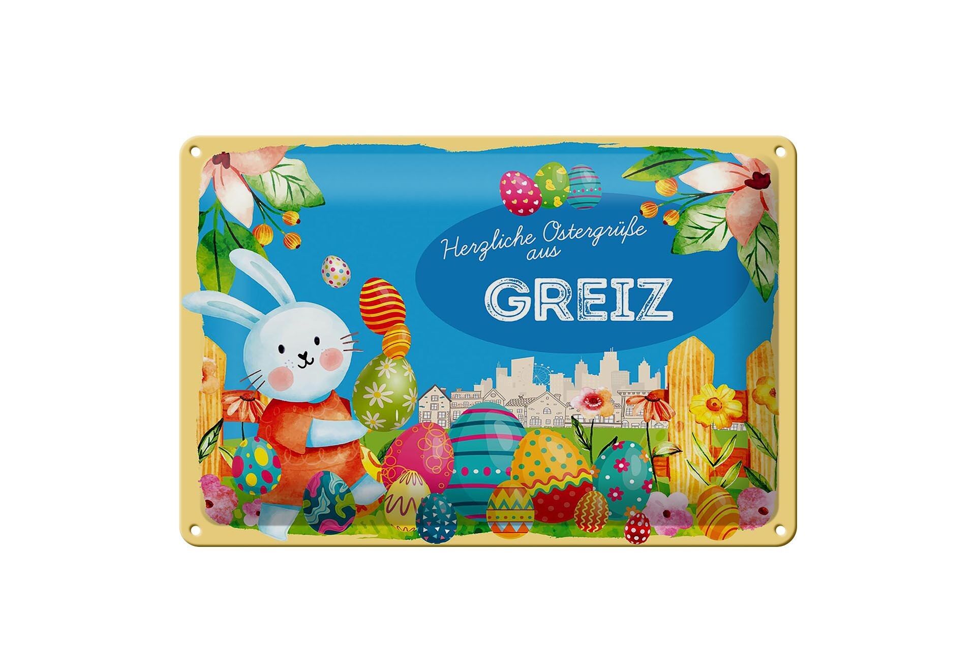 Blechschild Ostern Ostergrüße 30x20cm GREIZ