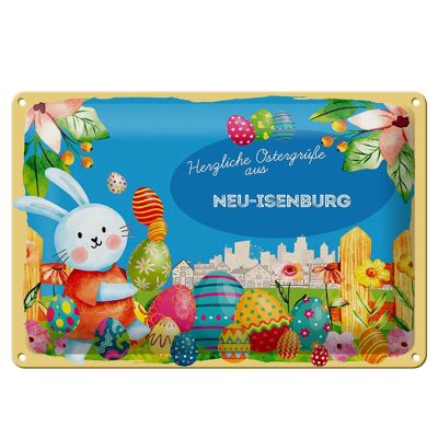 Cartel de hojalata Pascua Saludos de Pascua 30x20cm NEU-ISENBURG
