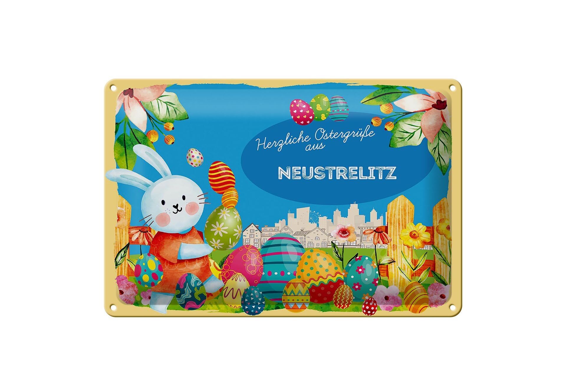 Blechschild Ostern Ostergrüße 30x20cm NEUSTRELITZ