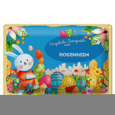 Cartel de chapa Pascua Saludos de Pascua 30x20cm ROSENHEIM