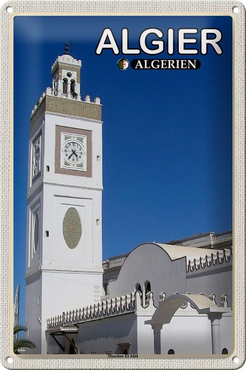 Blechschild Reise 20x30cm Algier Algerien Moschee El Jdid