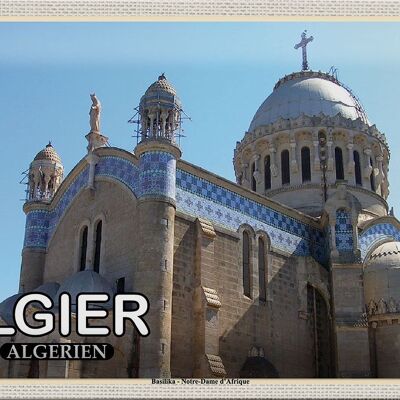Cartel de chapa de viaje 30x20cm Argel Argelia Basílica de Notre-Dame