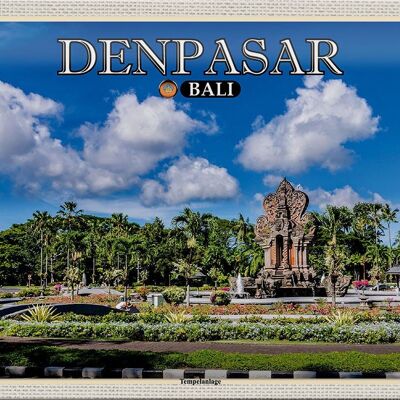 Metal sign travel 30x20cm DENPASAR Bali temple complex wall decoration