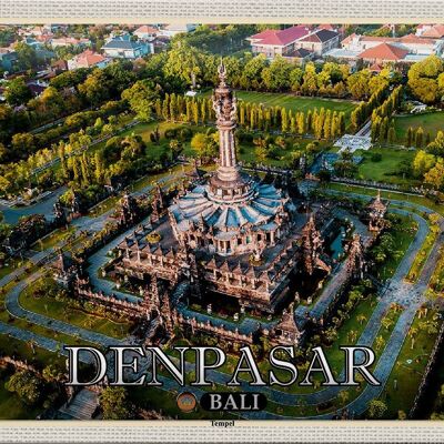 Cartel de chapa de viaje, 30x20cm, DENPASAR, Bali, arquitectura del templo