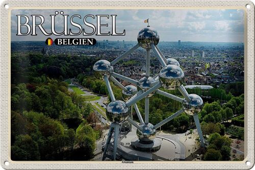 Blechschild Reise 30x20cm Brüssel Belgien Atomium