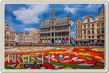 Plaque en tôle Voyage 30x20cm Bruxelles Belgique Grand Place 1