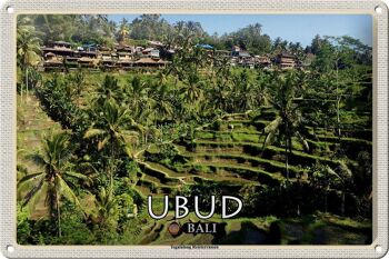 Signe en étain voyage 30x20cm, terrasses de riz Ubud Bali Tegalalang 1