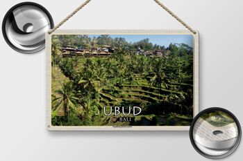 Signe en étain voyage 30x20cm, terrasses de riz Ubud Bali Tegalalang 2