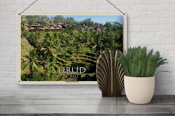 Signe en étain voyage 30x20cm, terrasses de riz Ubud Bali Tegalalang 3