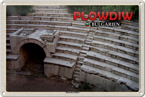 Blechschild Reise 30x20cm Plowdiw Bulgarien Römisches Stadion
