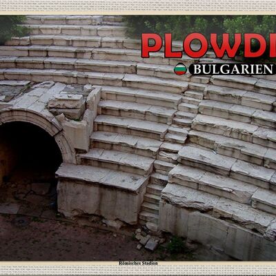 Blechschild Reise 30x20cm Plowdiw Bulgarien Römisches Stadion