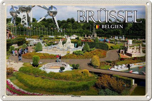 Blechschild Reise 30x20cm Brüssel Belgien Mini Europe